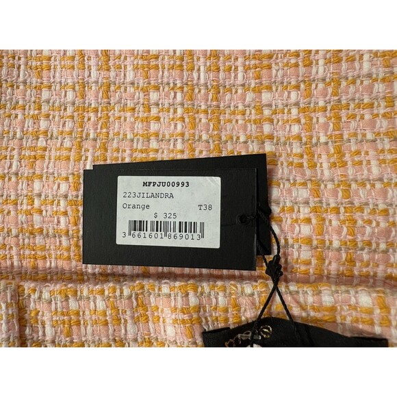 Maje womens Jilandra Tweed Short Mini Skirt size 38 EU (8 US) Orange Pink $325 - Picture 9 of 12